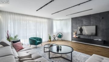 קיר טלוויזיה דקורטיבי דגם אבן אלסטית קוראנט בלאק